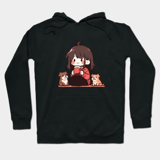 Kawaii dog mom with dogs Hoodie